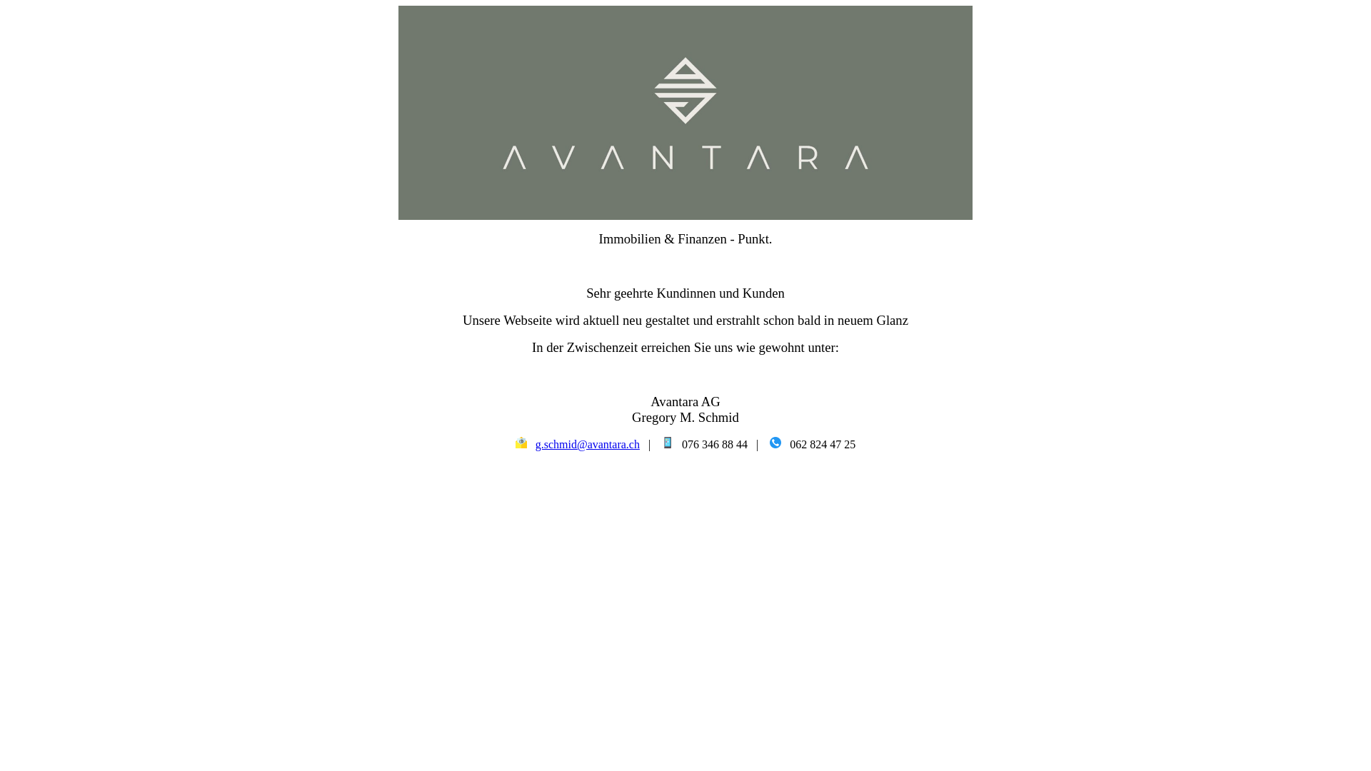 website screenshot of https://avantara.ch/