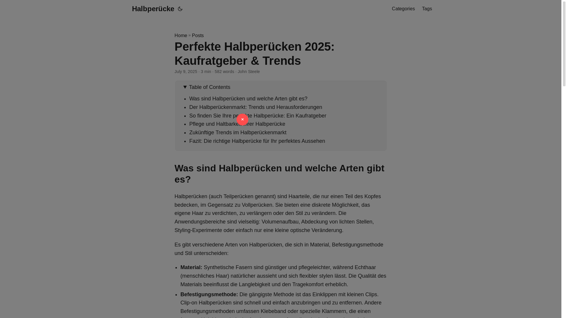 website screenshot of https://halbperucke.pages.dev/