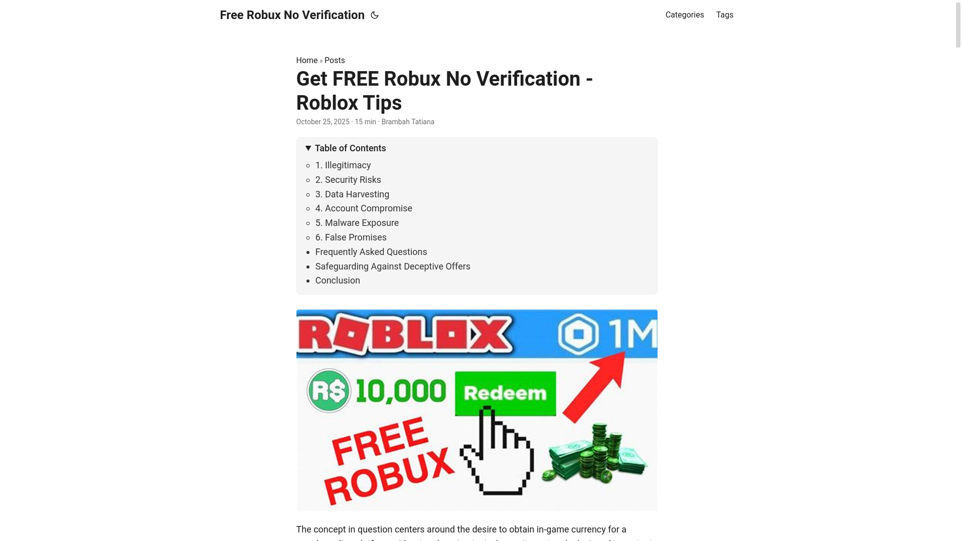 website screenshot of https://free-robux-no-verification.pages.dev/