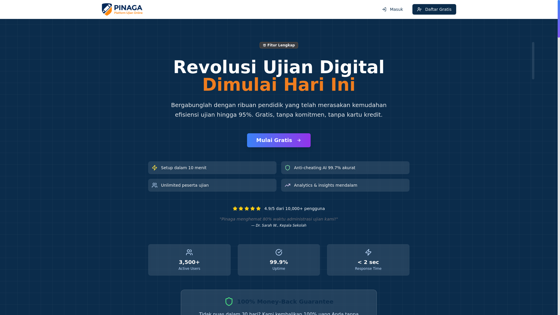 website screenshot of https://pinaga.id/