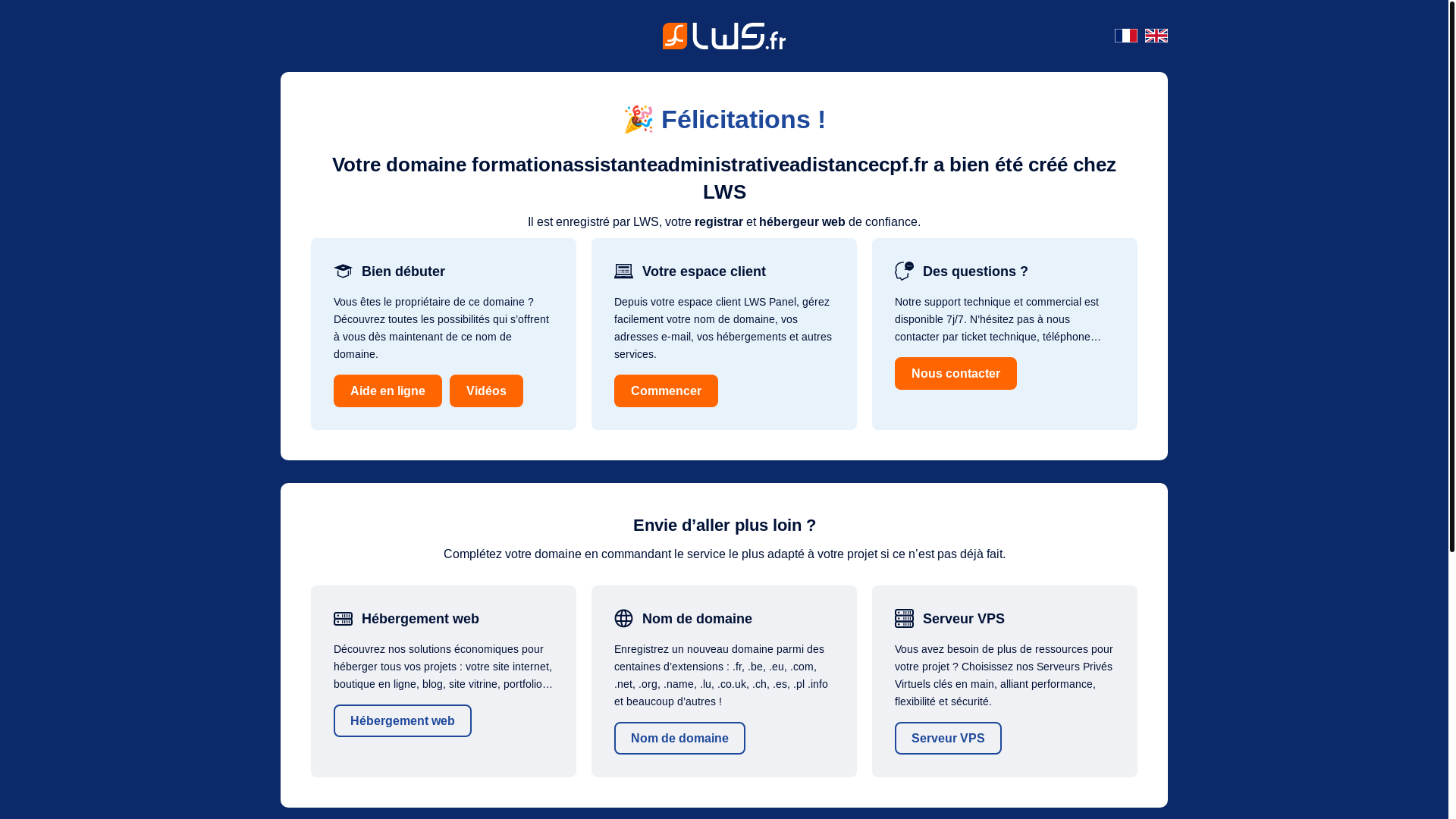 website screenshot of https://formationassistanteadministrativeadistancecpf.fr/
