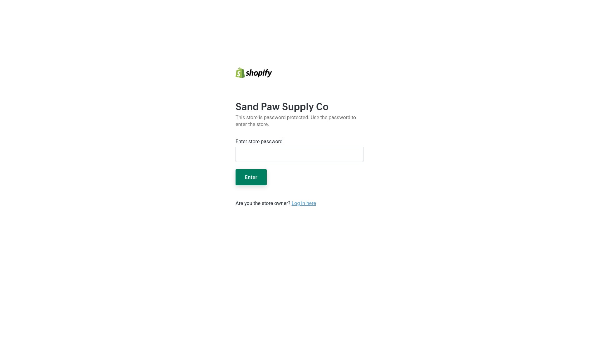 website screenshot of https://sandpawsupplyco.com/