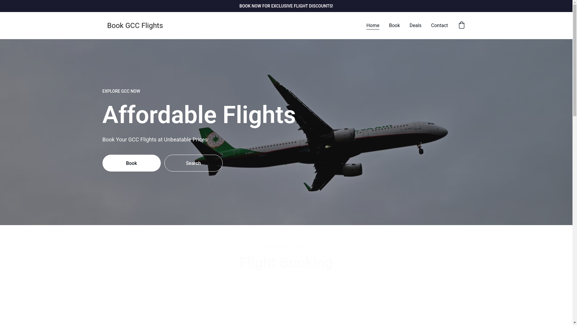 website screenshot of https://bookgccflights.com/