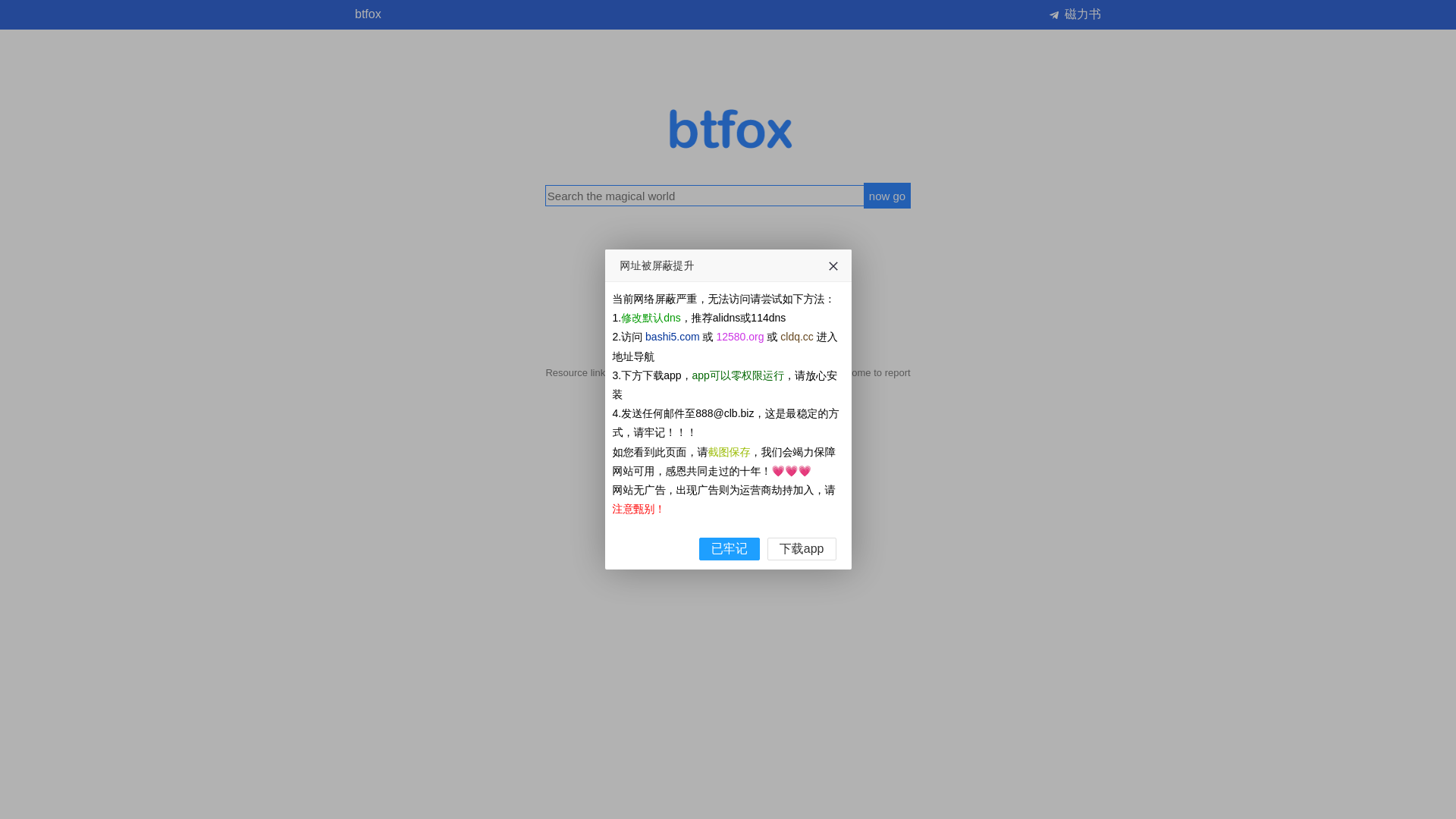 website screenshot of https://btfox11.top/