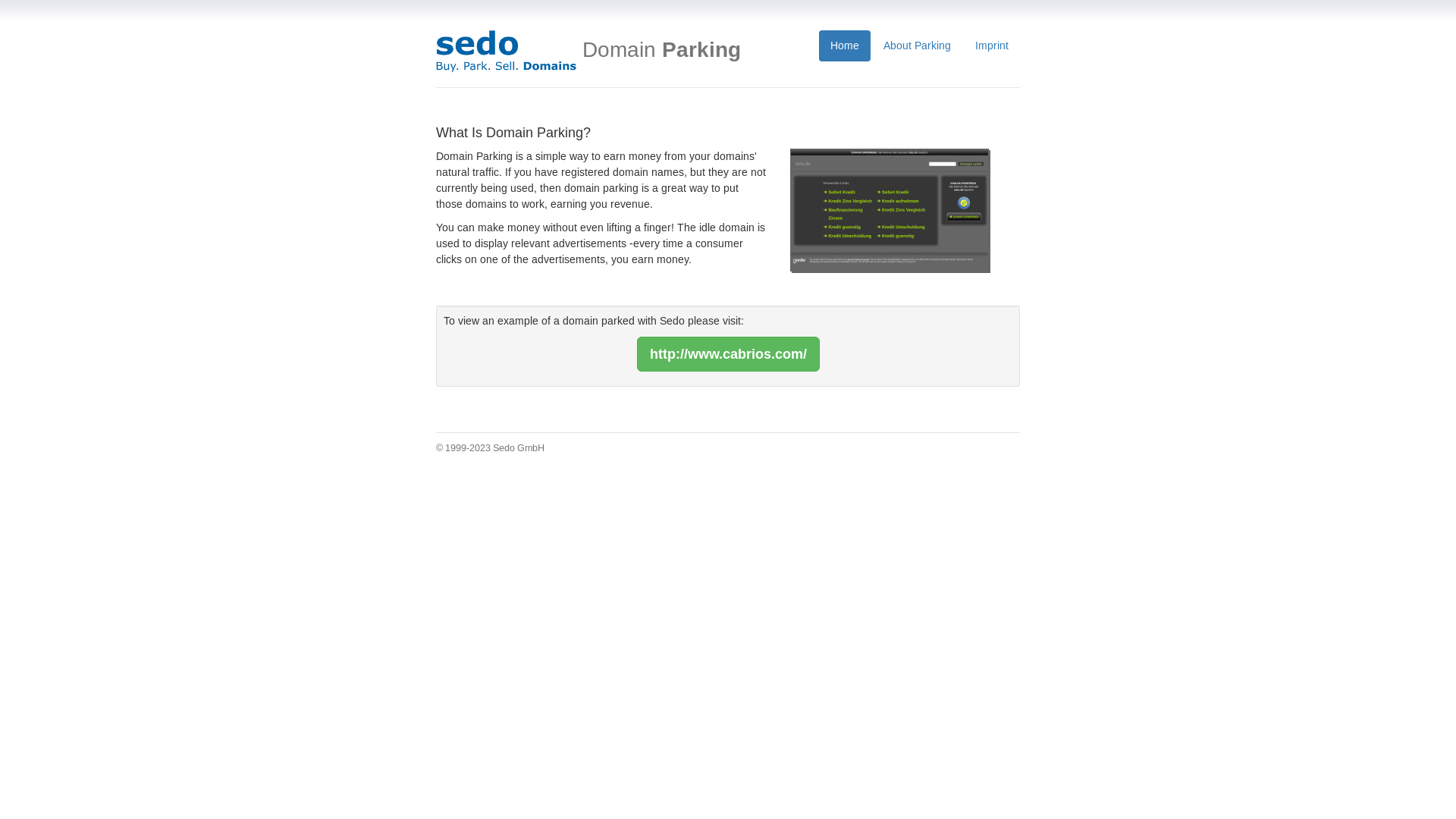 website screenshot of https://www.sedoparking.com/