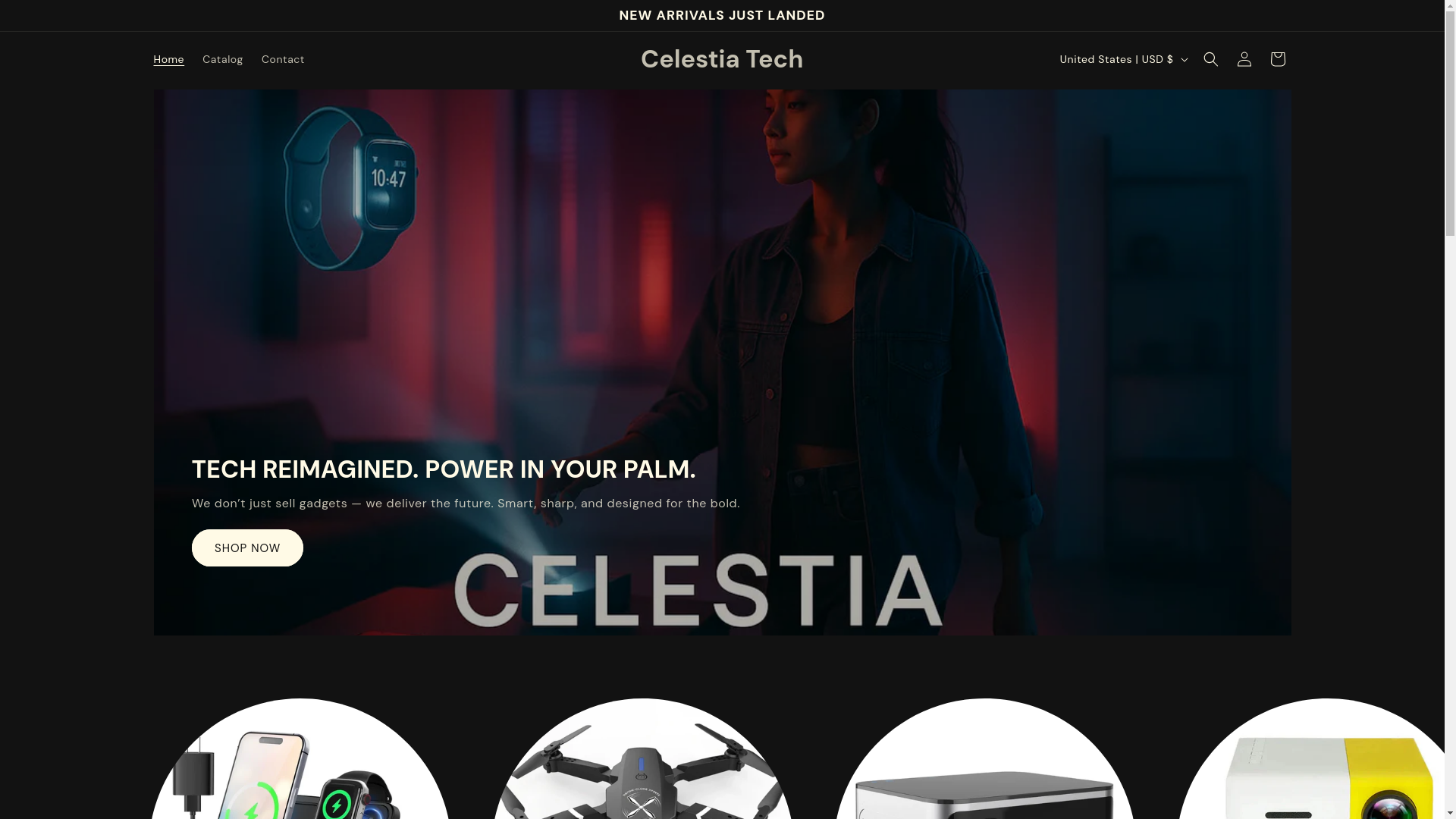 website screenshot of https://celestiatech.store/