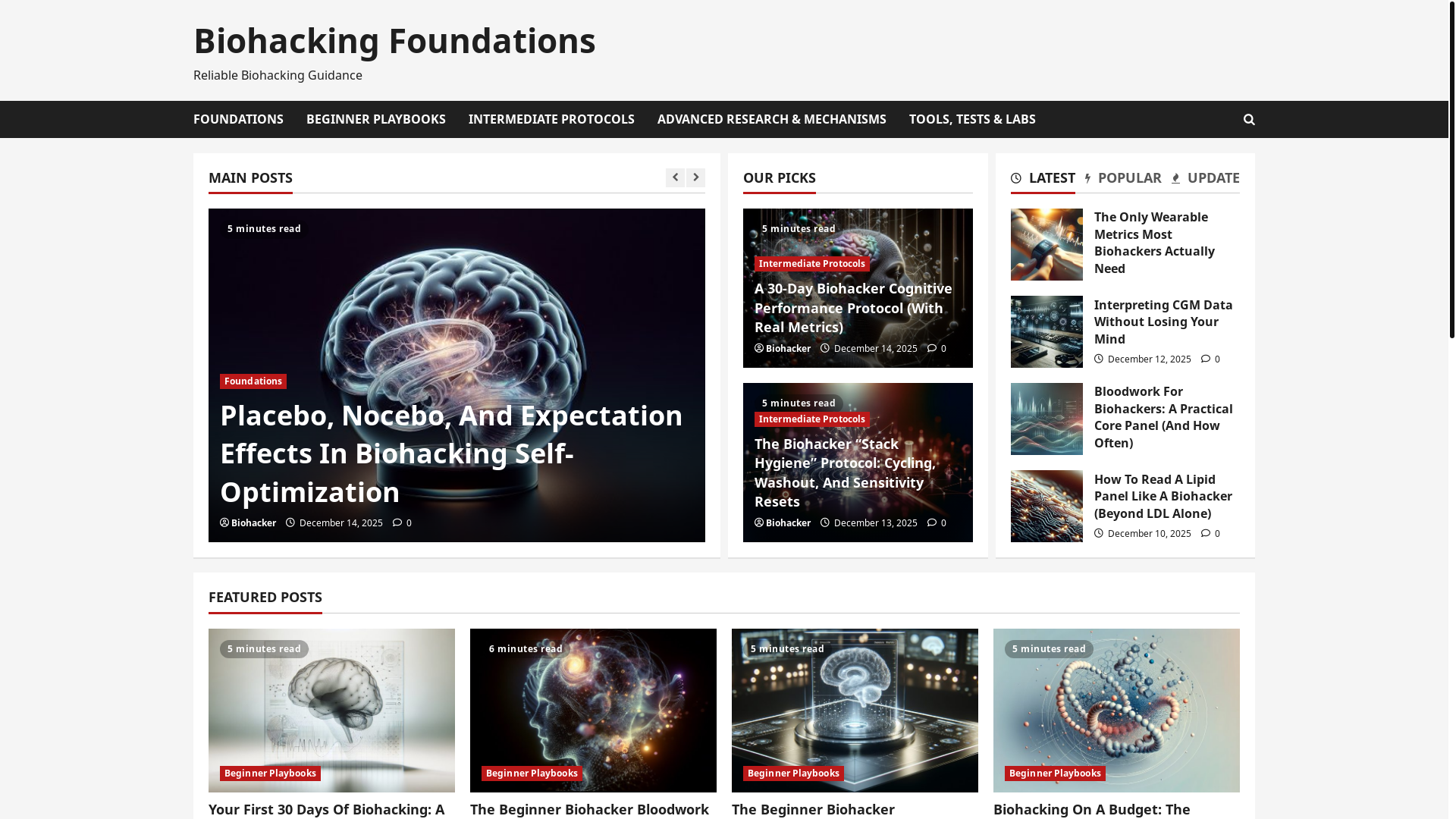 website screenshot of https://biohackingfoundations.com/