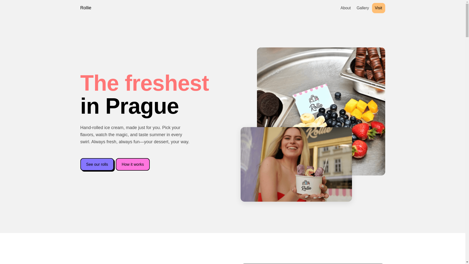 website screenshot of https://rollieicecream.cz/