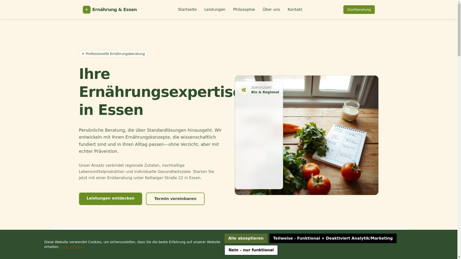 website screenshot of https://ernaehrungessentip.info/