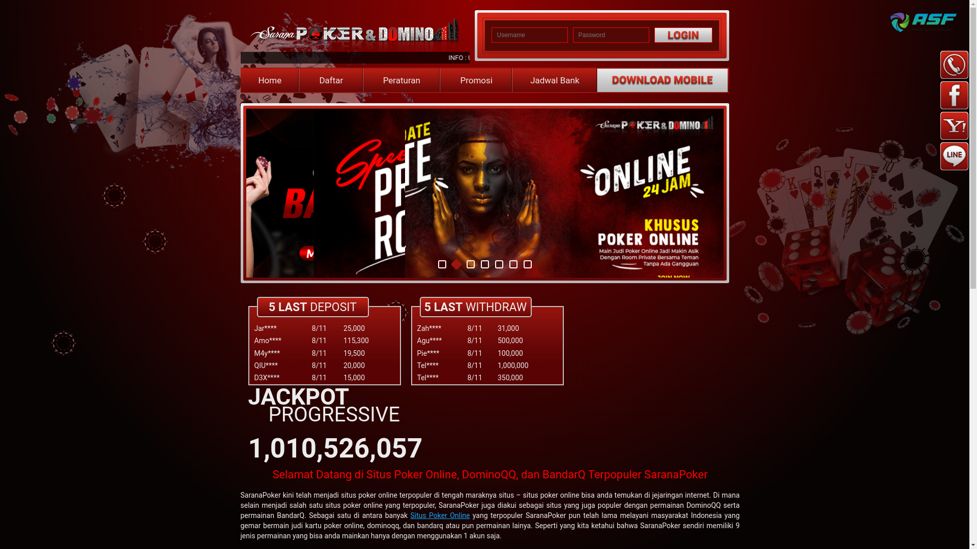 website screenshot of https://35saranapoker.com/