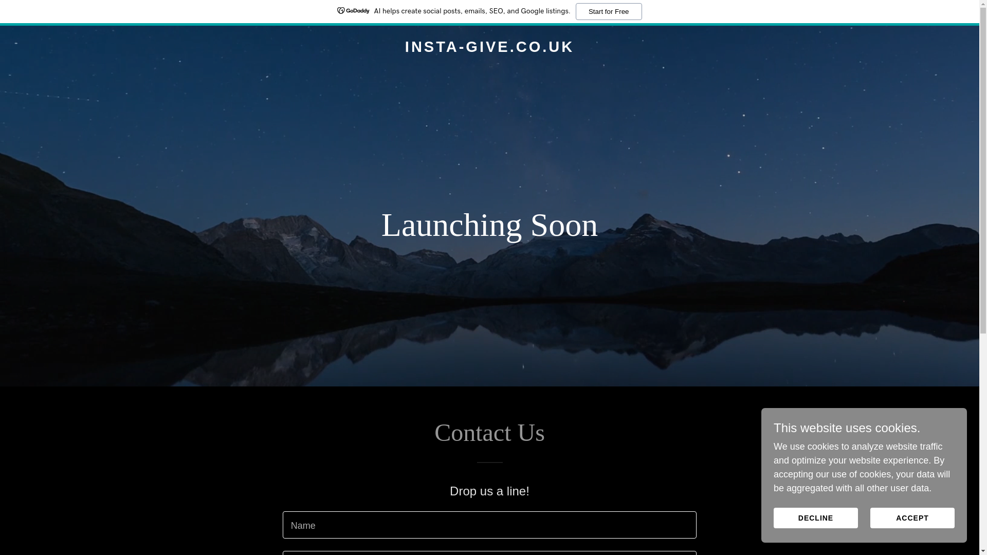 website screenshot of https://insta-give.co.uk/