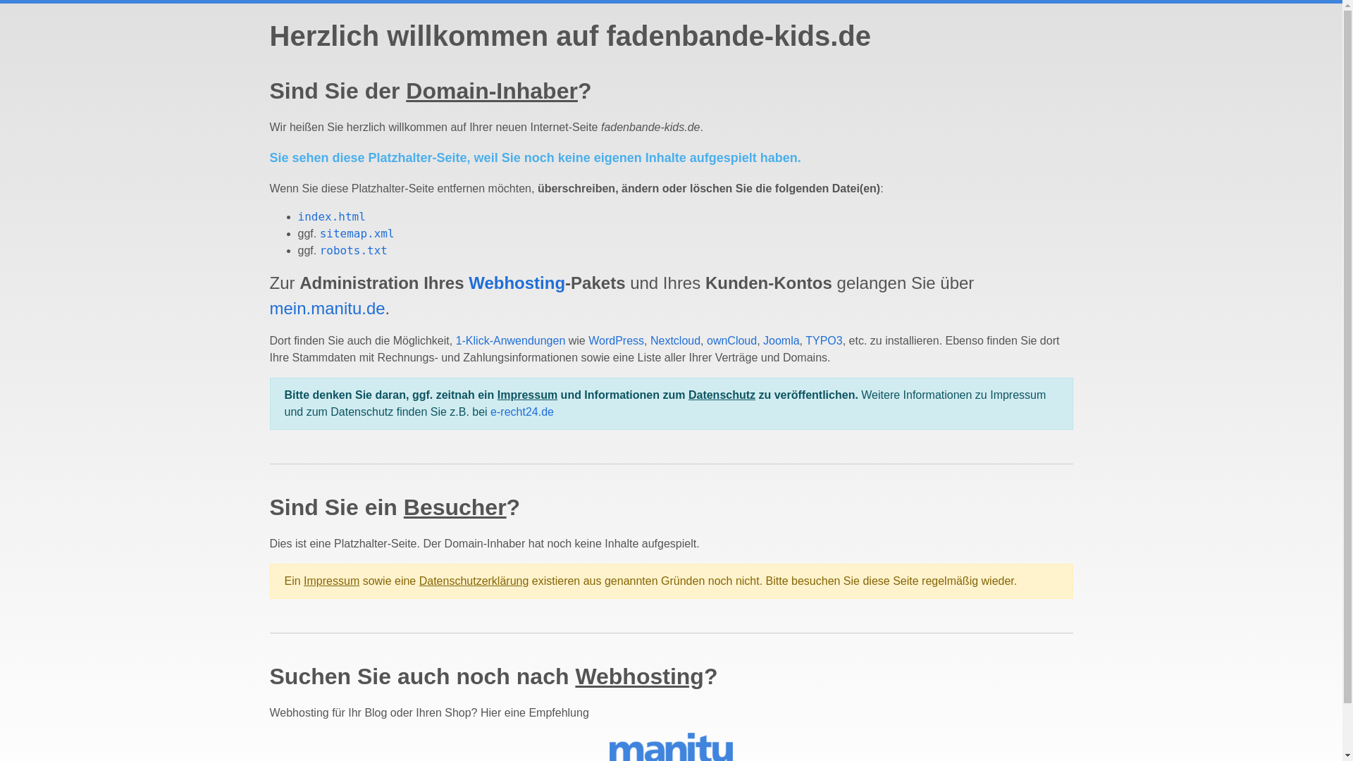 website screenshot of https://fadenbande-kids.de/