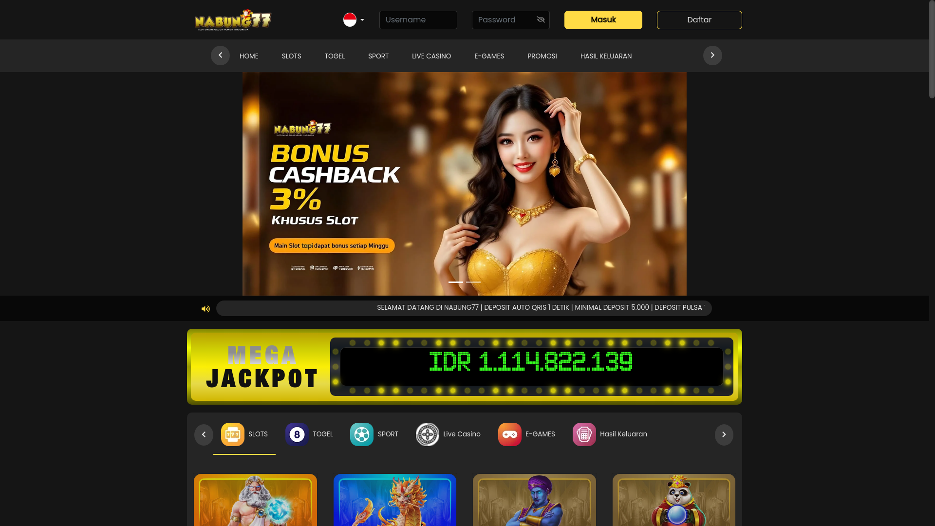 website screenshot of https://nabungtime.site/