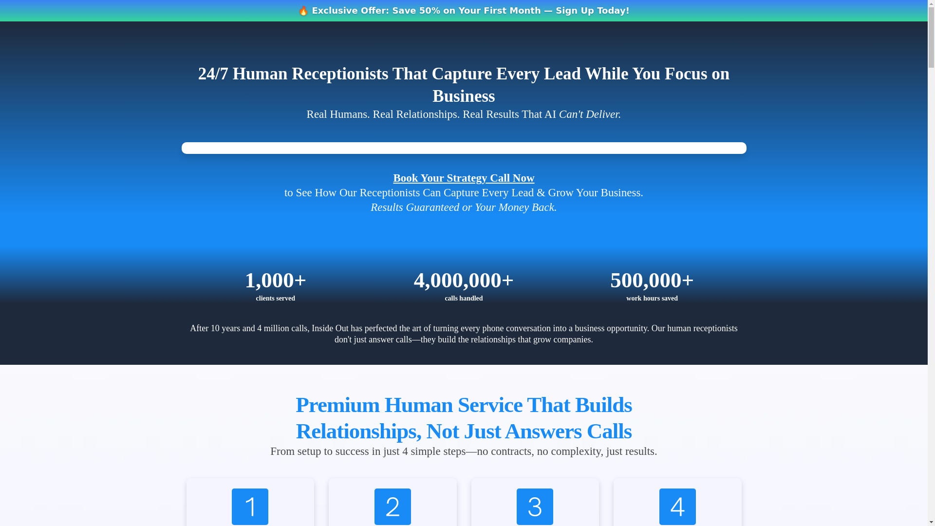 website screenshot of https://meetmyreceptionist.com/