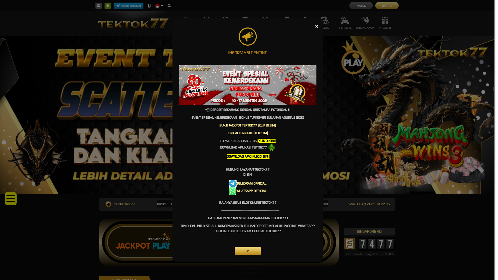 website screenshot of https://tkt77.makeup/
