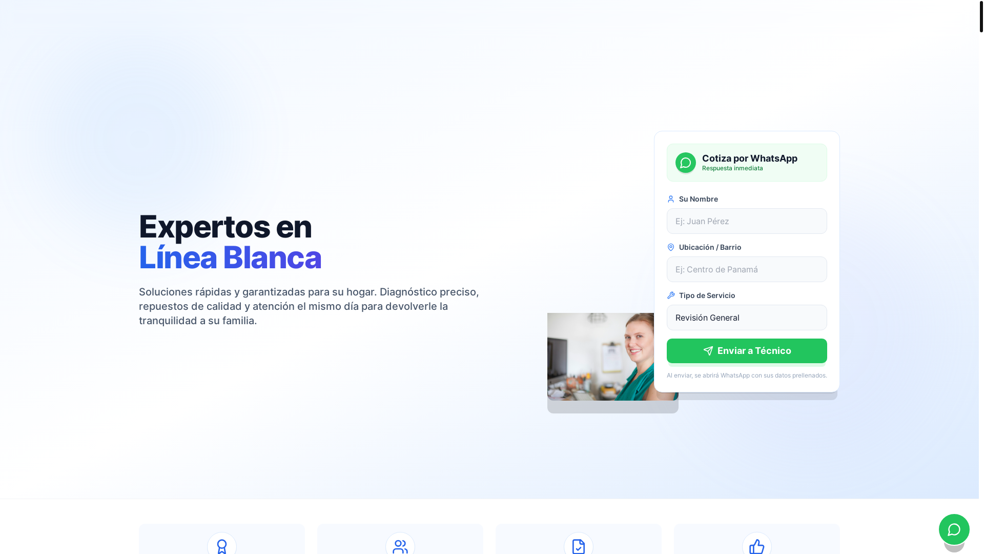 website screenshot of https://tecnicosespecialistas.com/