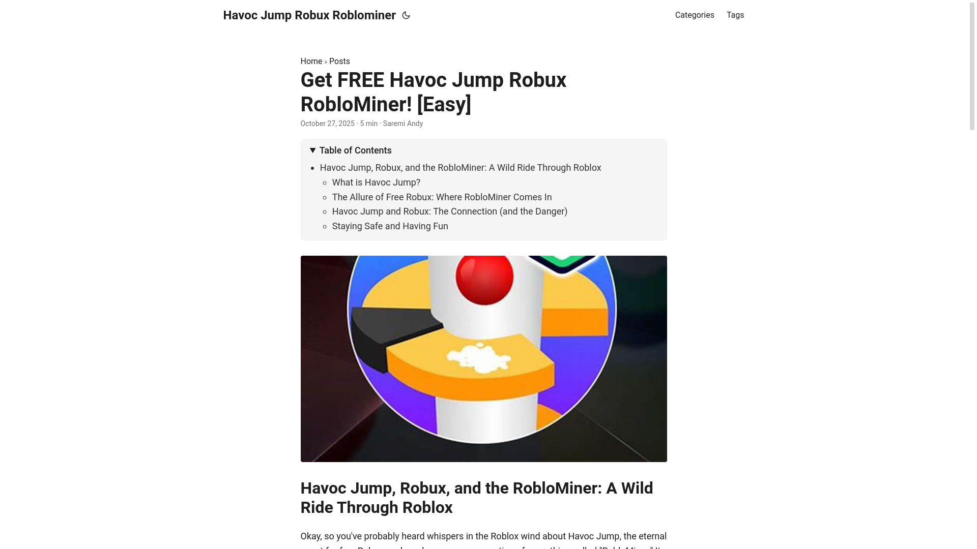 website screenshot of https://havoc-jump-robux-roblominer.pages.dev/