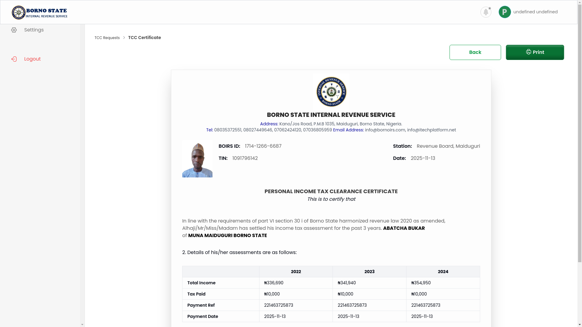 website screenshot of https://borno-fiopay-net-payer-tcc-certificate-tccld-403.pages.dev/