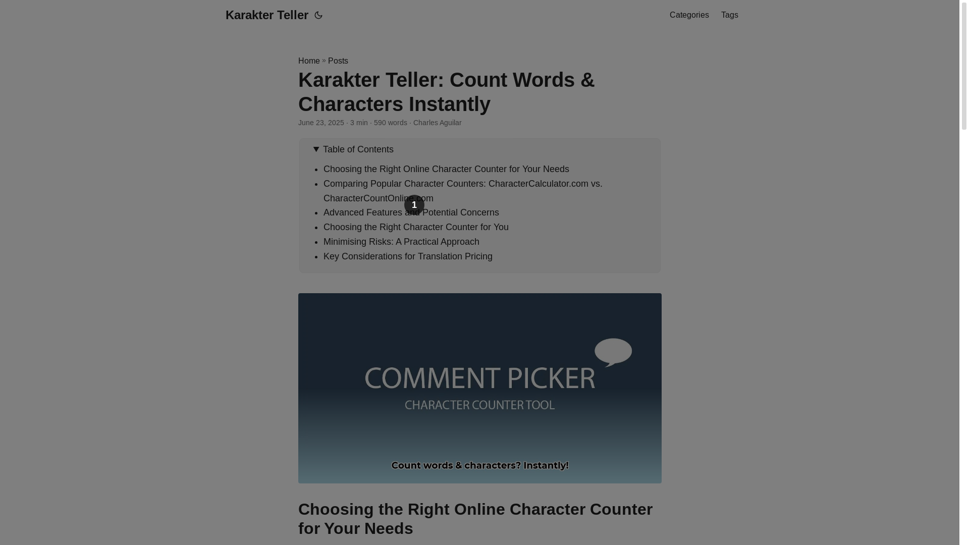 website screenshot of https://karakter-teller.pages.dev/