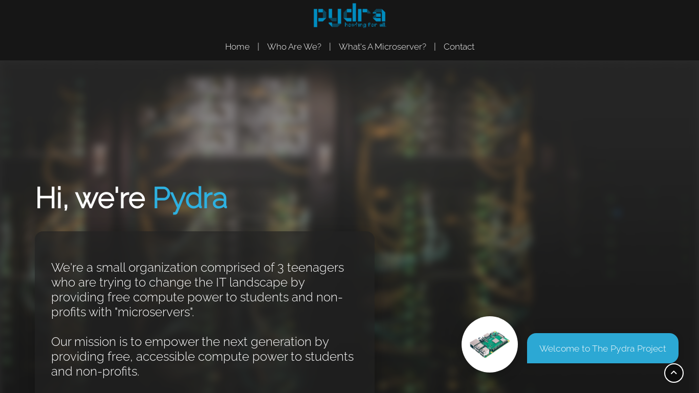 website screenshot of https://pydra-usersite.pages.dev/
