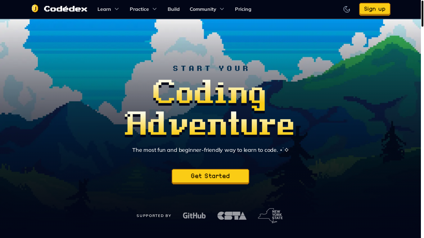 website screenshot of https://codedex.io