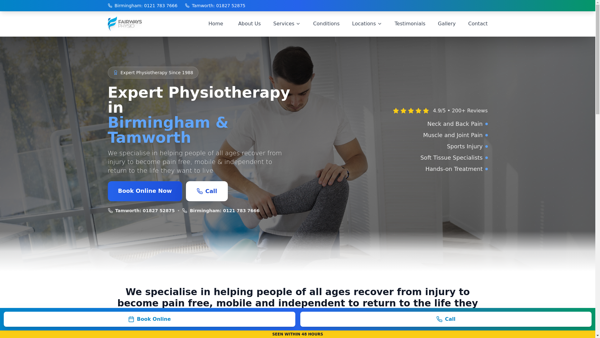 website screenshot of https://1-fairways-physio.pages.dev/