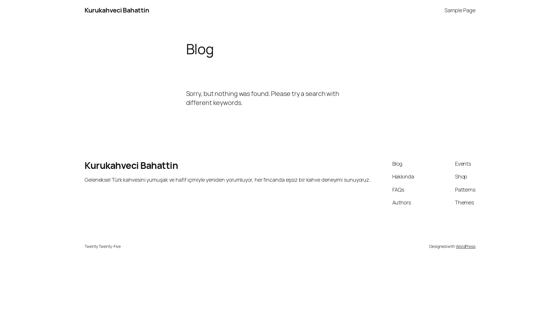 website screenshot of https://kurukahvecibahattin.com/