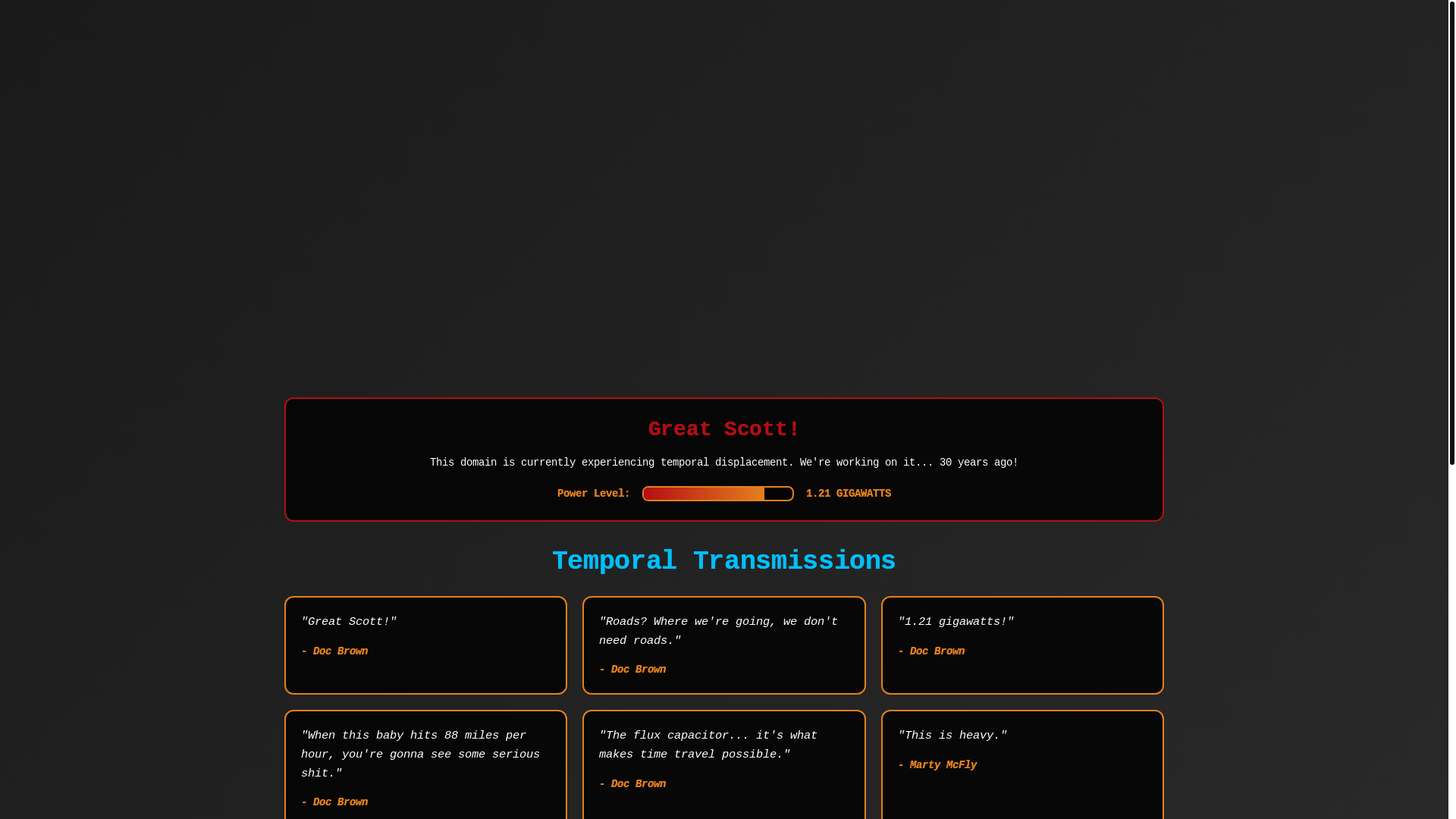website screenshot of https://flux-capacitor-index-page.pages.dev/