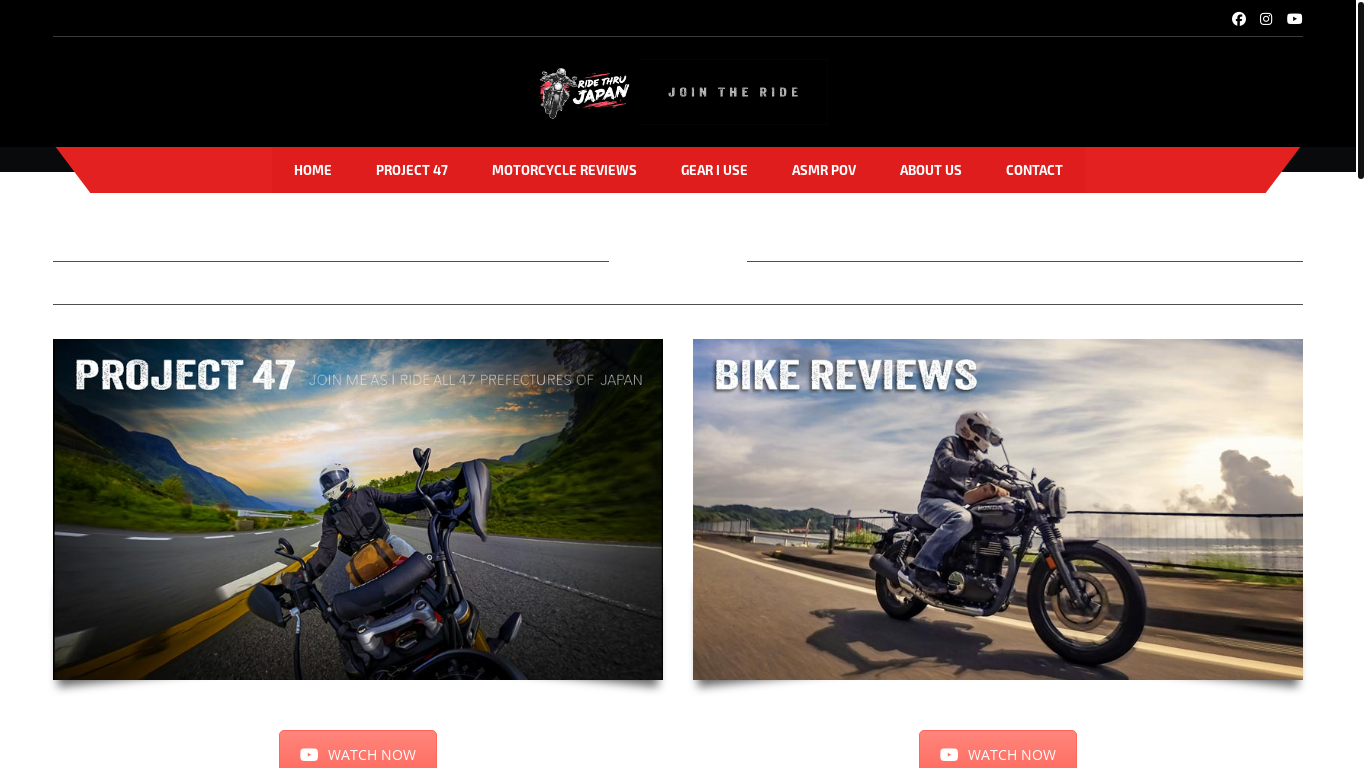 website screenshot of https://ridethrujapan.com/