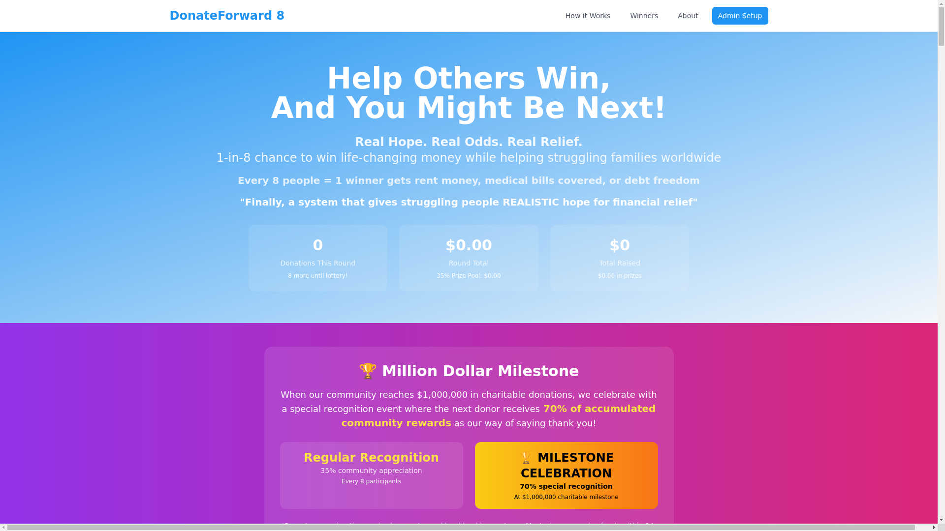 website screenshot of https://donateforward8.org/