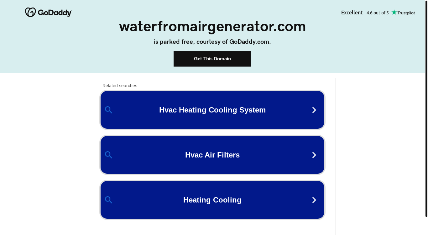 website screenshot of https://waterfromairgenerator.com/