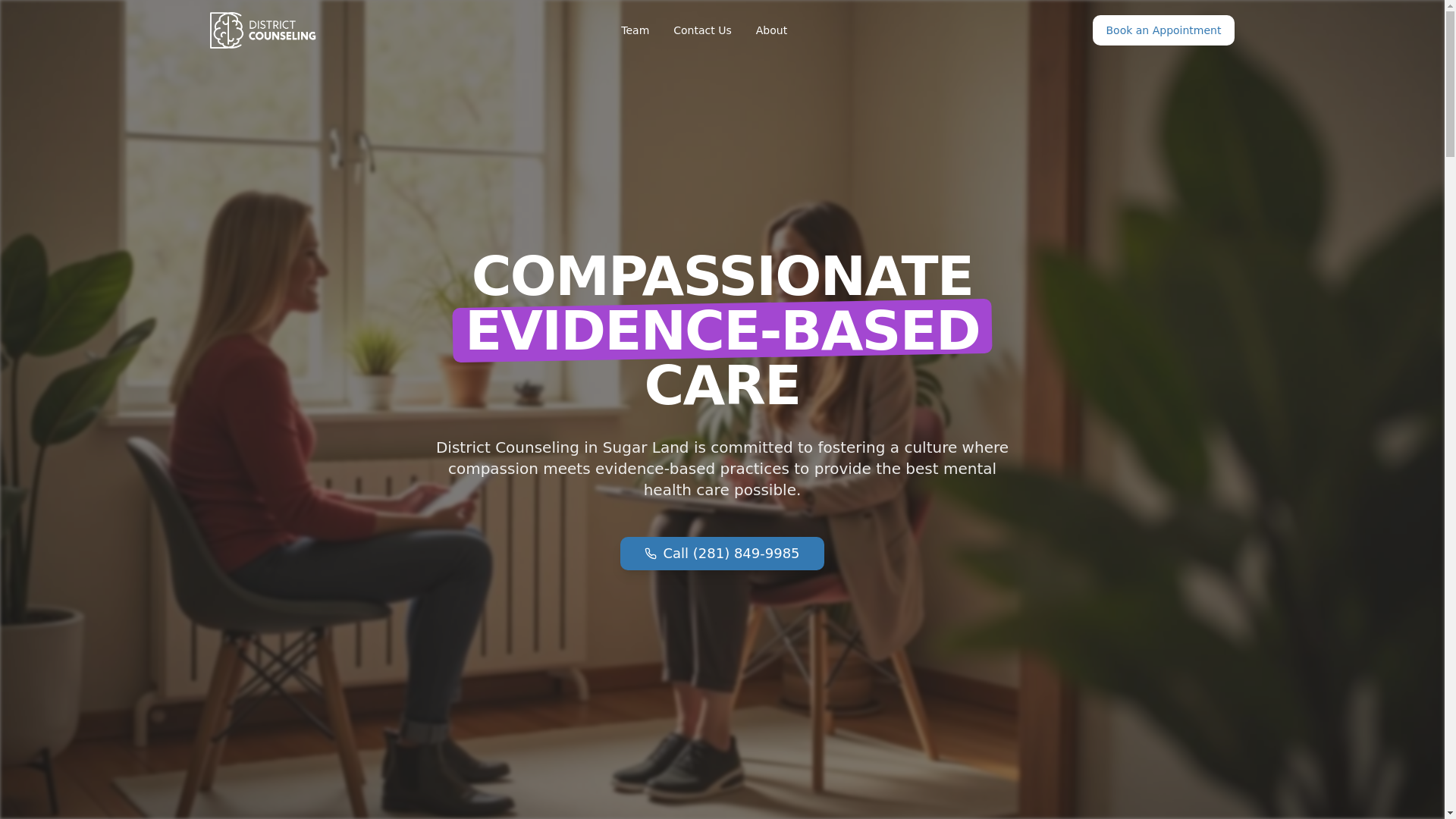 website screenshot of https://districtcounselingsugarlandtx.com/