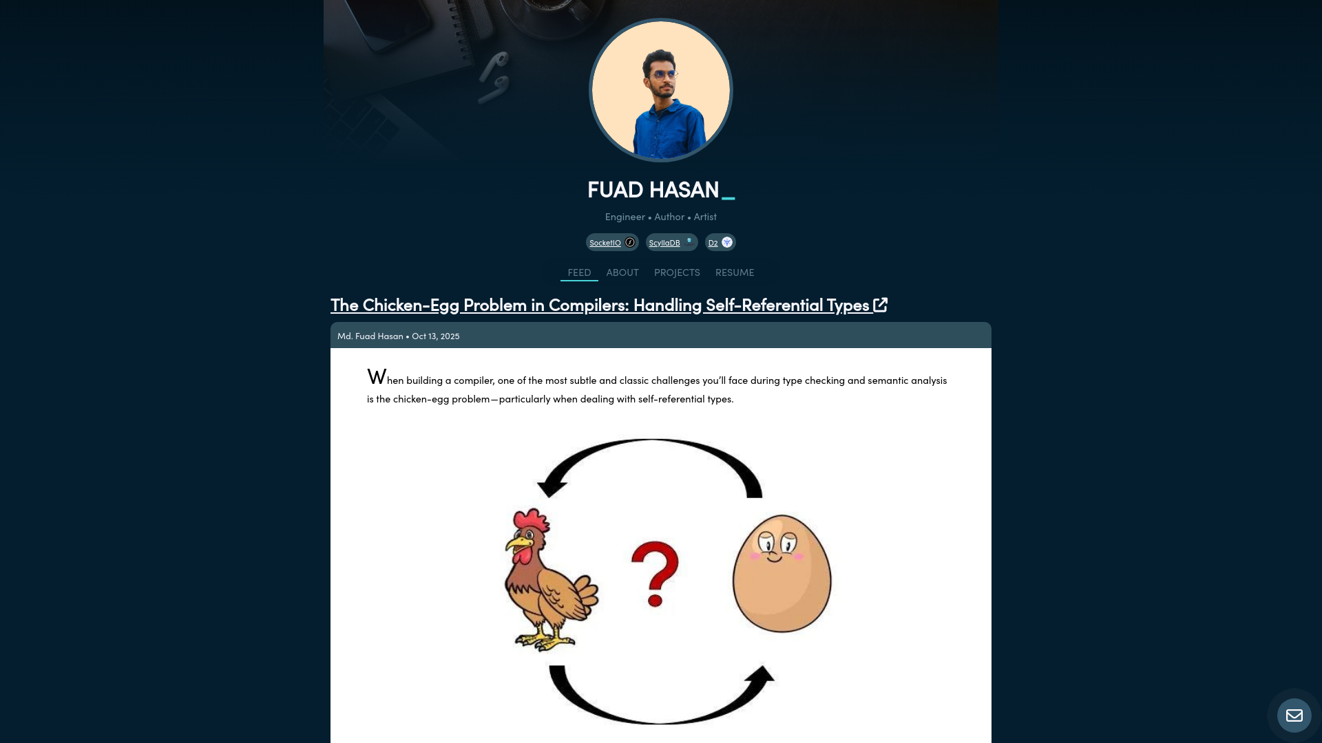 website screenshot of https://itsfuad.com/