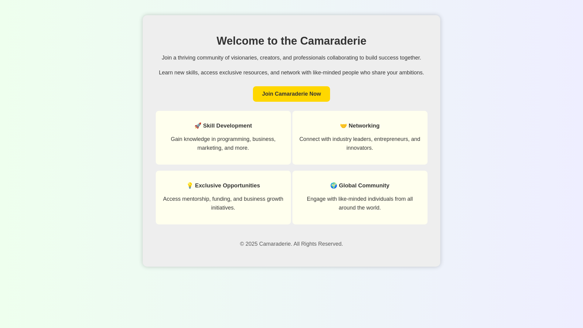 website screenshot of https://camaraderie.pages.dev/