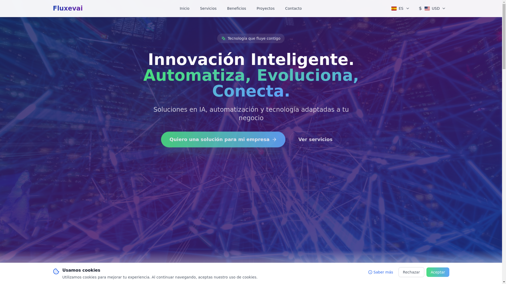 website screenshot of https://fluxevai.cl/