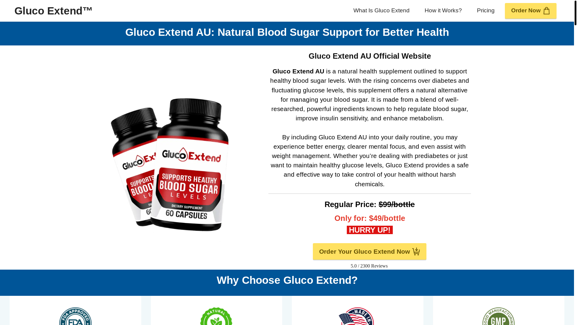 website screenshot of https://gluco-extend.au/