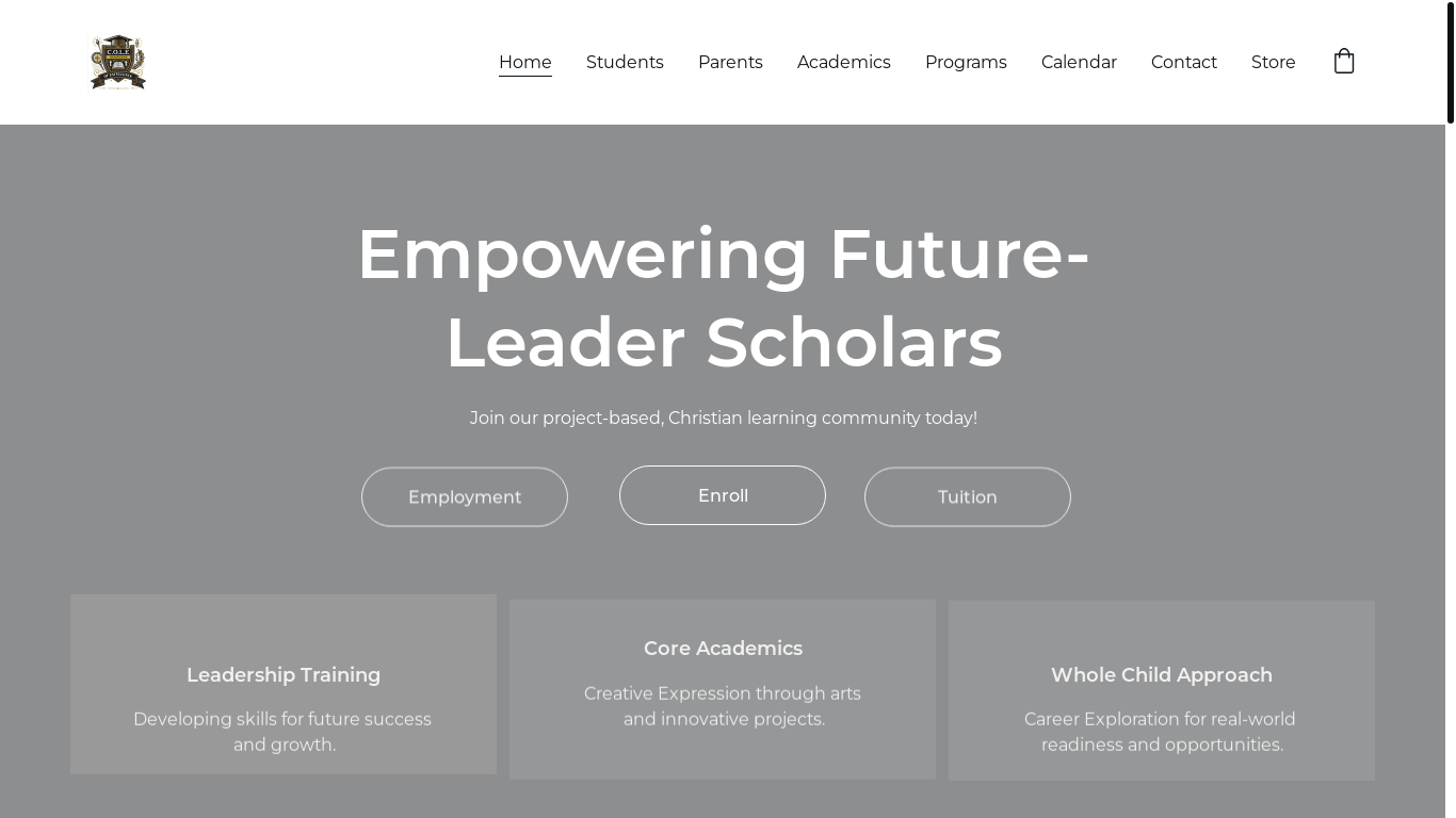 website screenshot of https://coleschools.com/