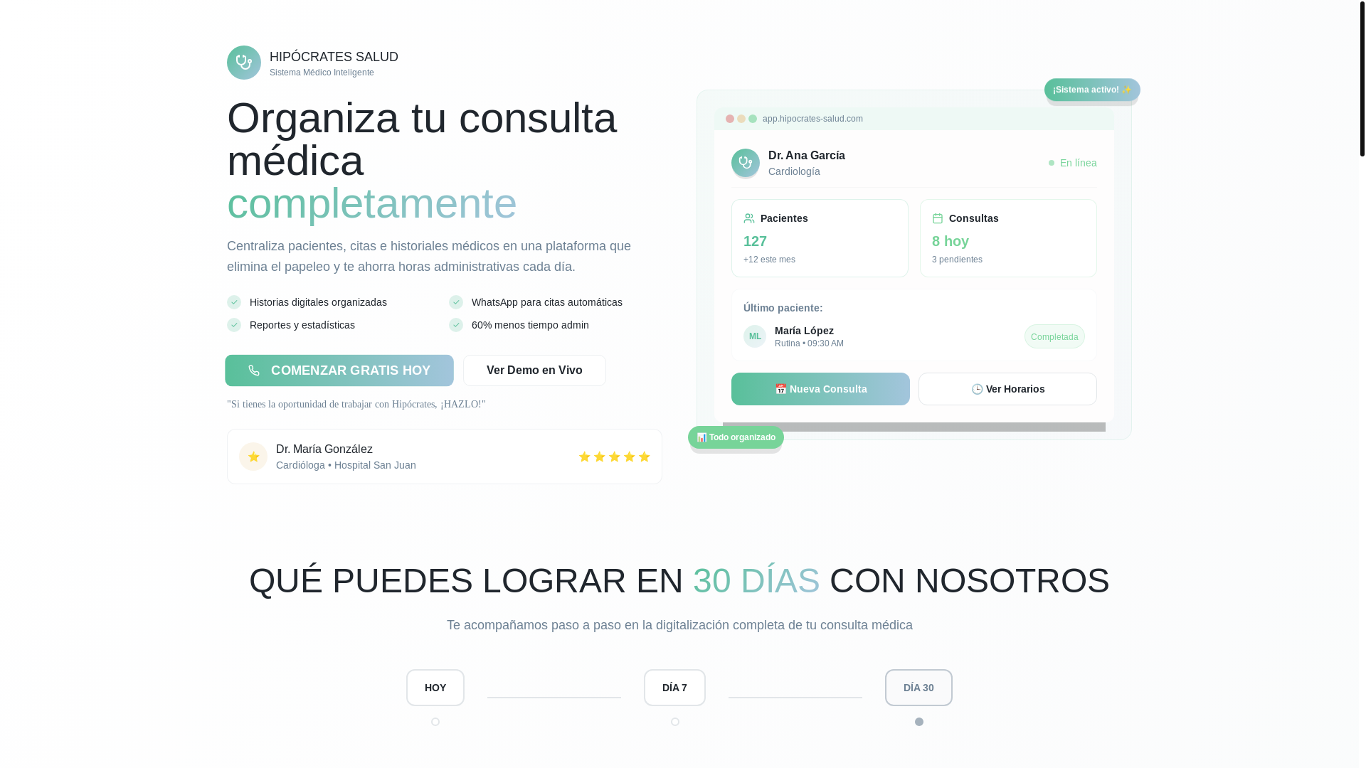 website screenshot of https://hipocratesalud.com/