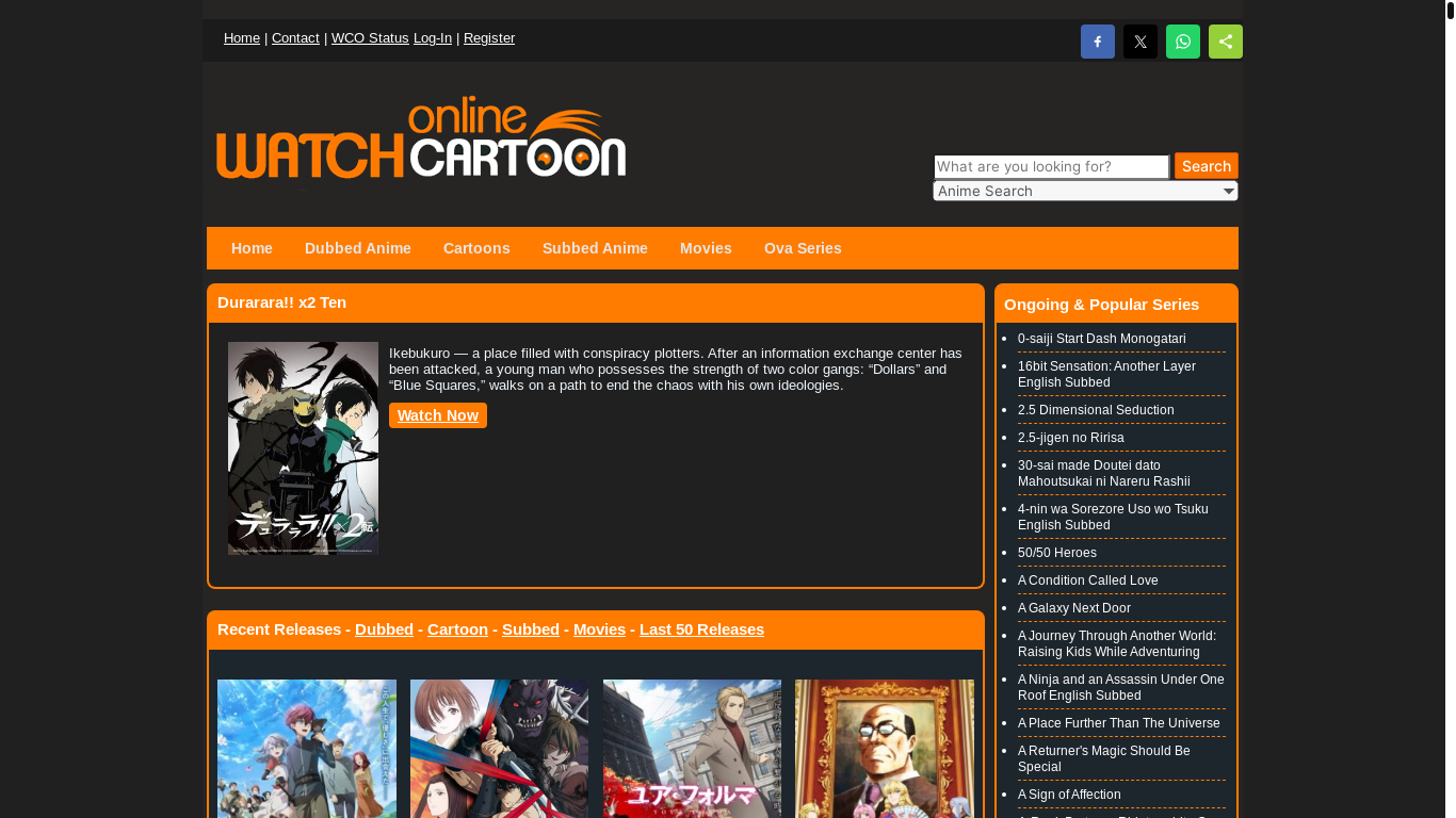 website screenshot of https://www.wcoflix.tv/