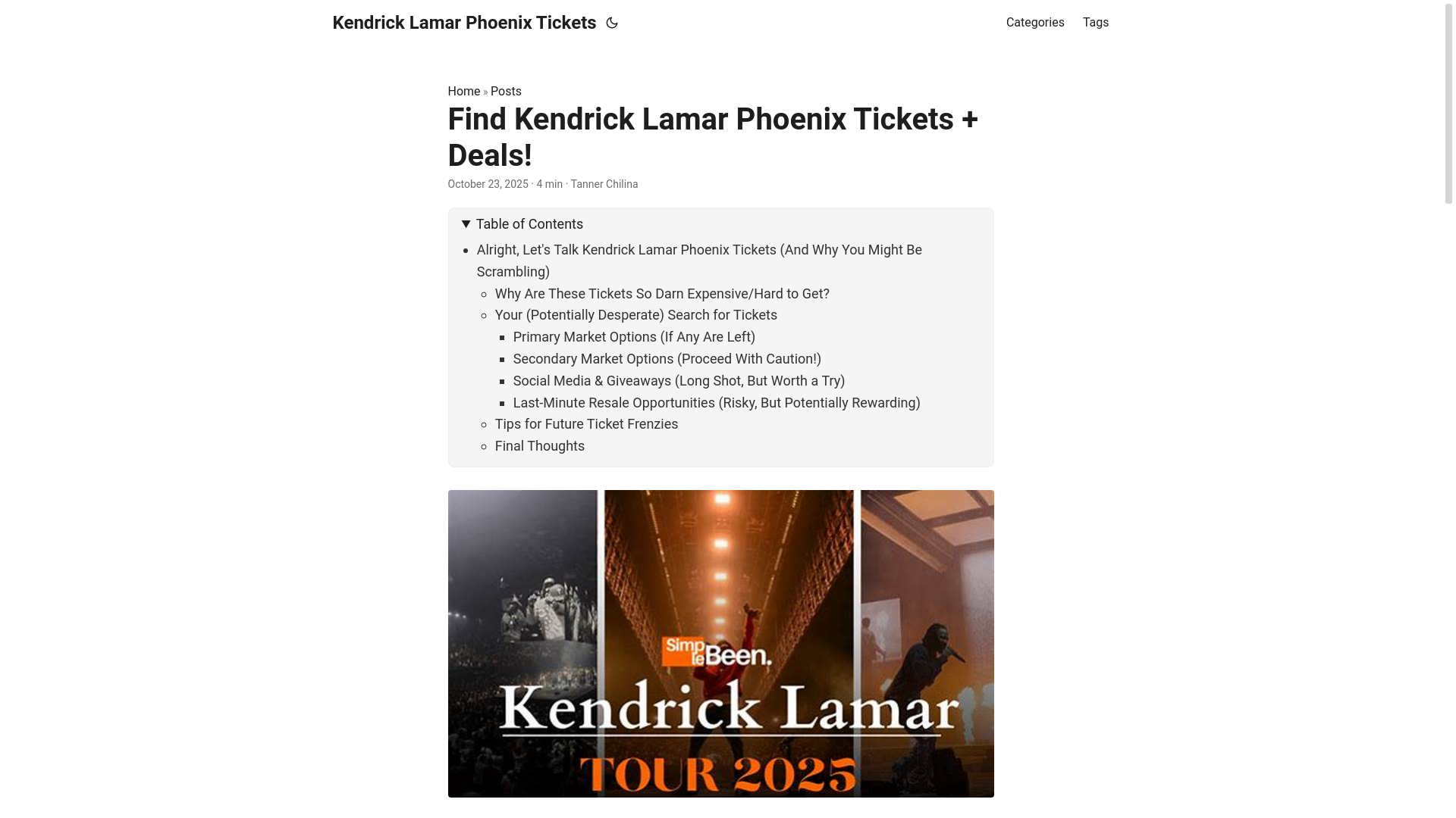 website screenshot of https://kendrick-lamar-phoenix-tickets.pages.dev/