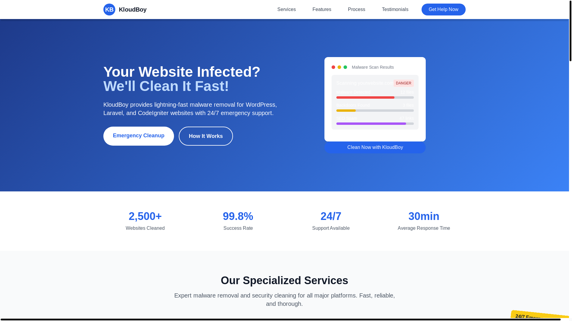 website screenshot of https://malware-cleanup.pages.dev/