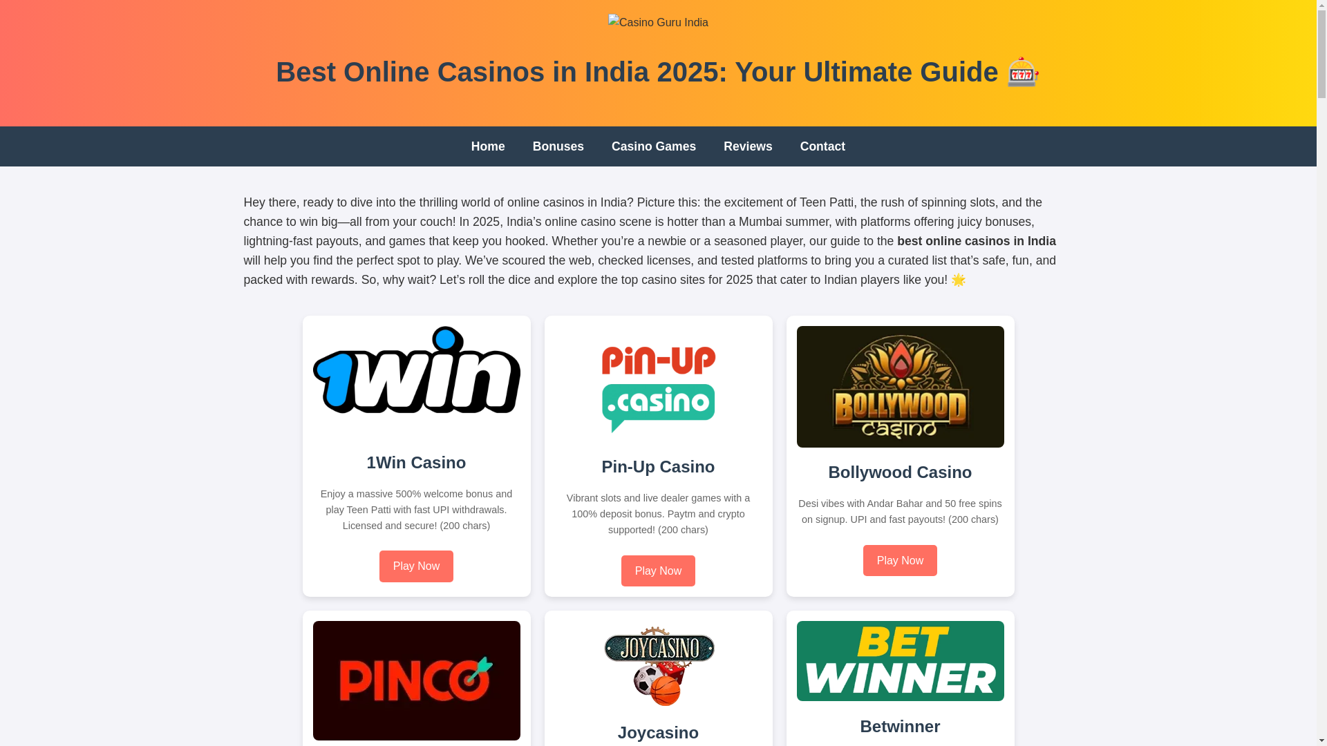 website screenshot of https://casino-india2025.online/