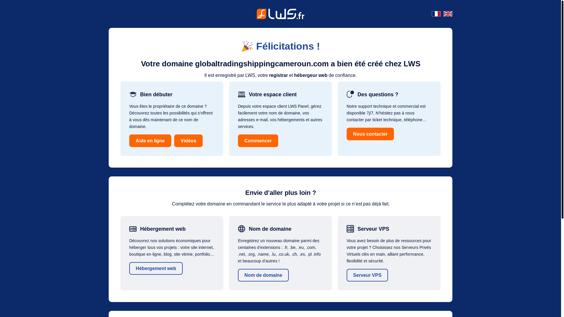website screenshot of https://globaltradingshippingcameroun.com/