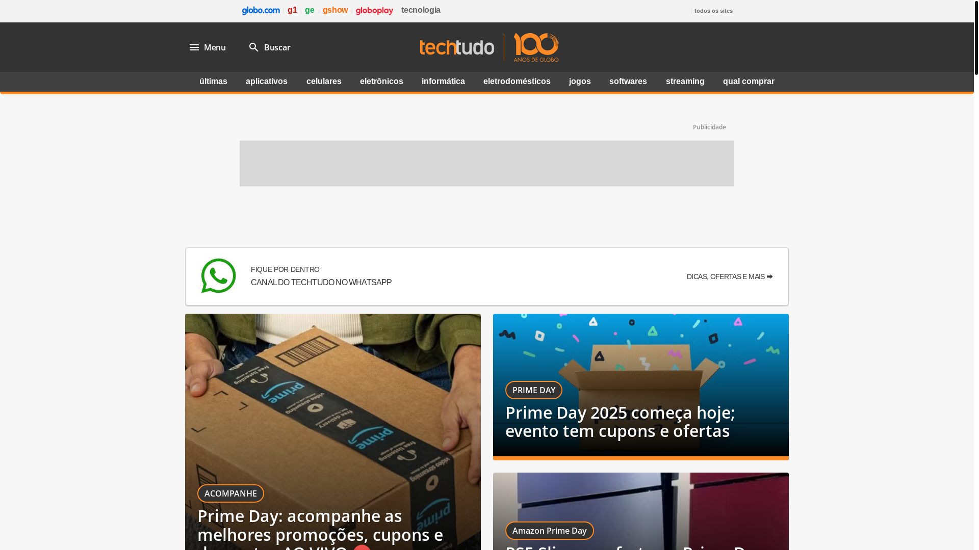 website screenshot of https://www.techtudo.com.br
