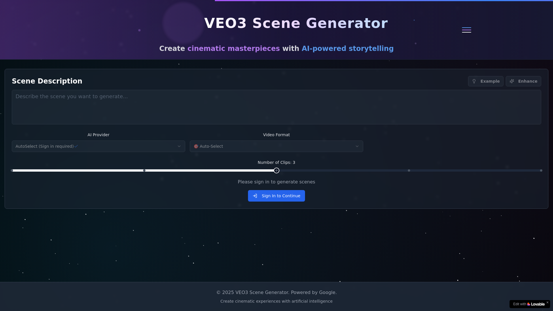 website screenshot of https://veo3scene.com/