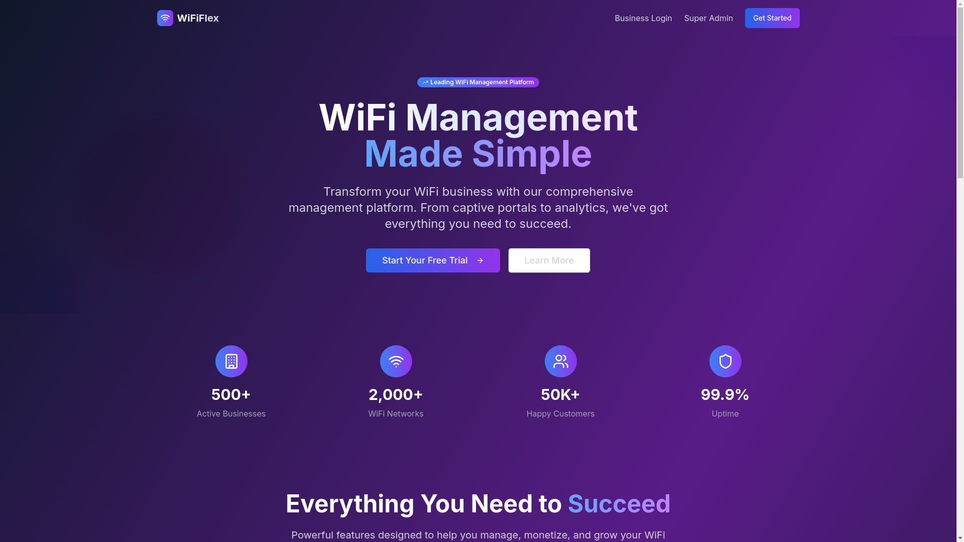 website screenshot of https://wififlex-frontend.pages.dev/