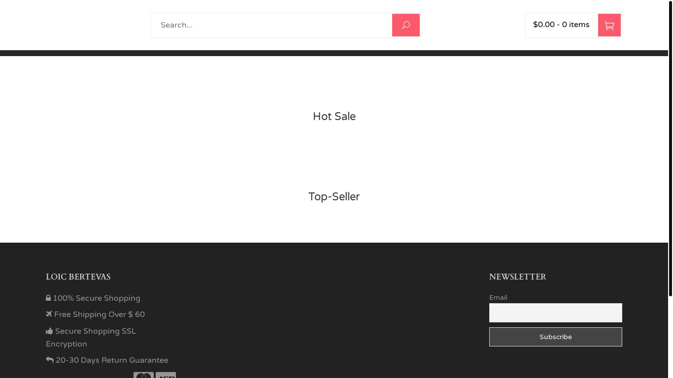 website screenshot of https://www.loicbertevas.shop/