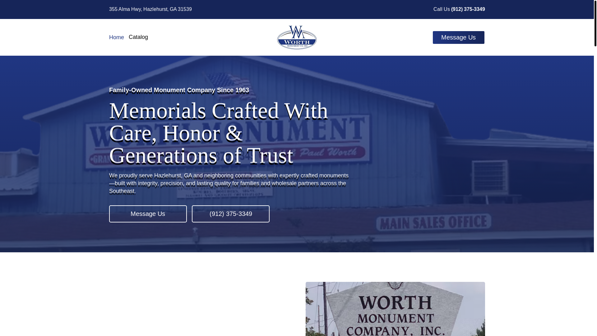 website screenshot of https://worthmonumentco.com/