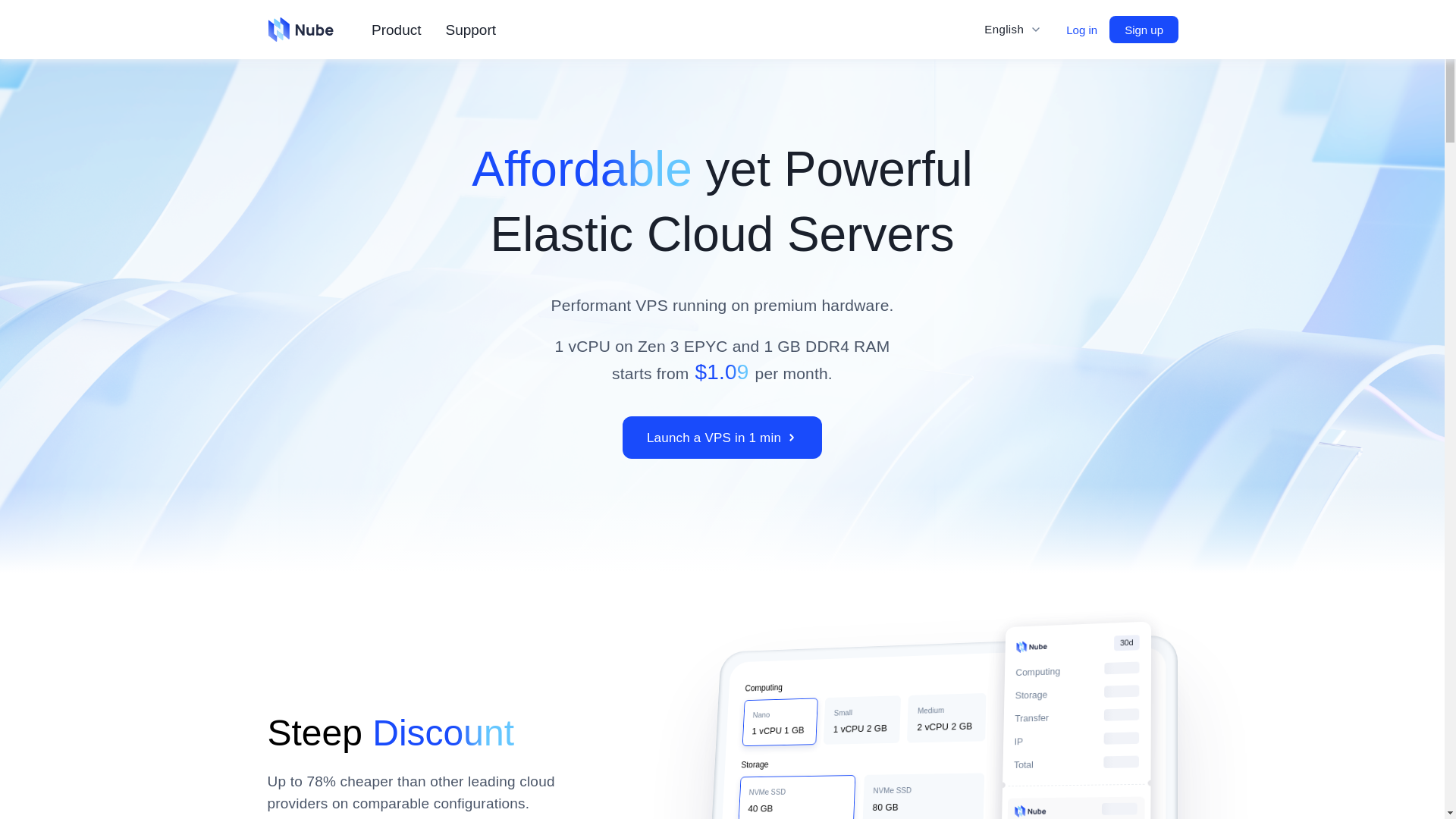website screenshot of https://nube.sh