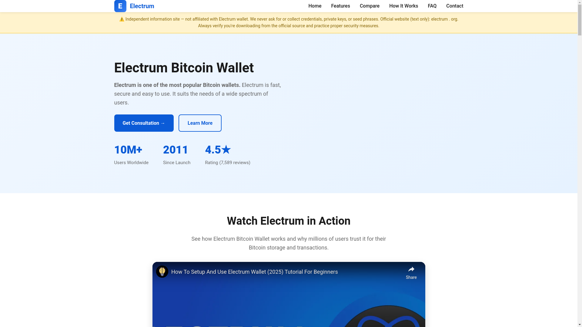 website screenshot of https://electrum-wallet.co.com/
